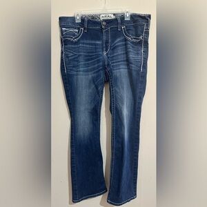 Ariat Real Denim Size 18 Marine Real Mid Rise Boot Entwined Cowboy Rodeo Jeans